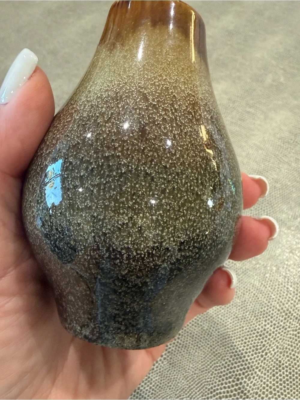 Mid-Century Modern Style Ceramic Mini Vase in Gradient Brown Tones